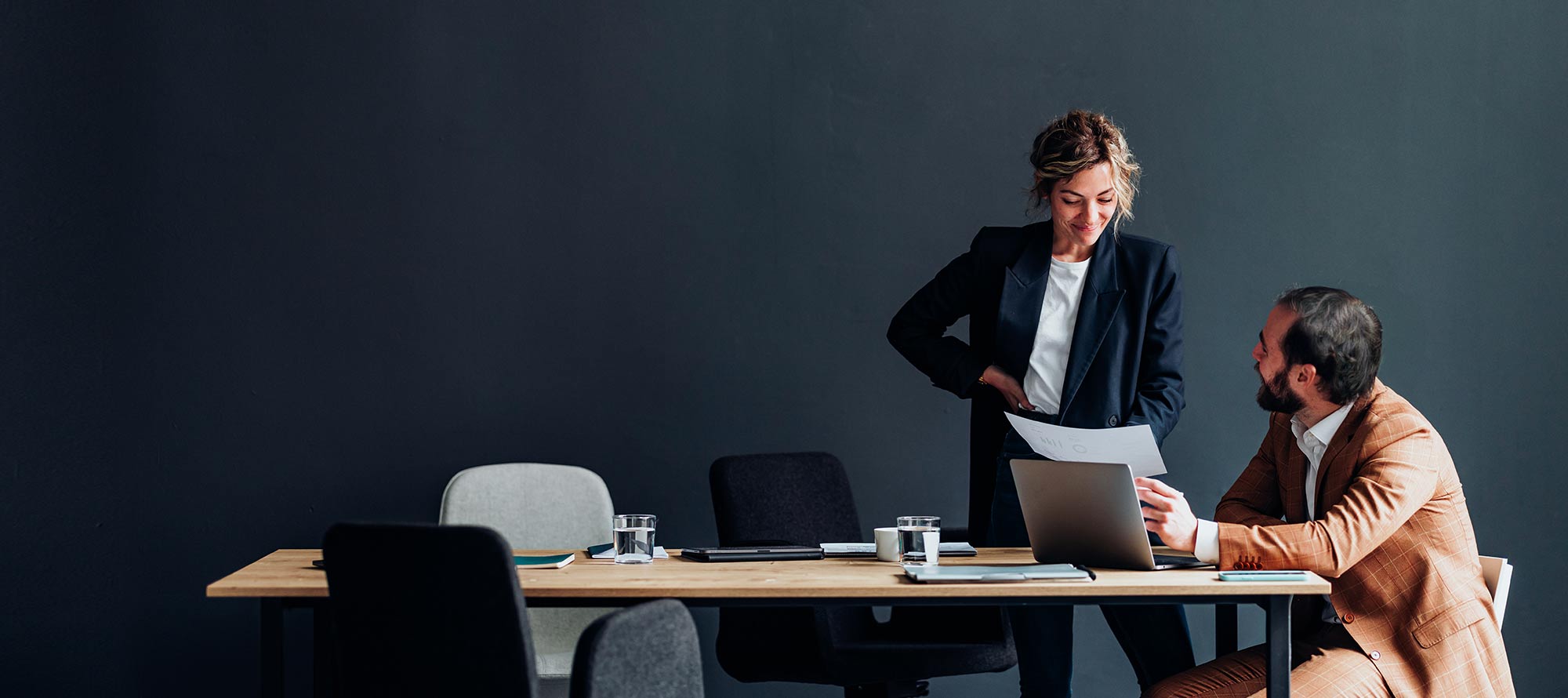 two brokers reviewing property insurance