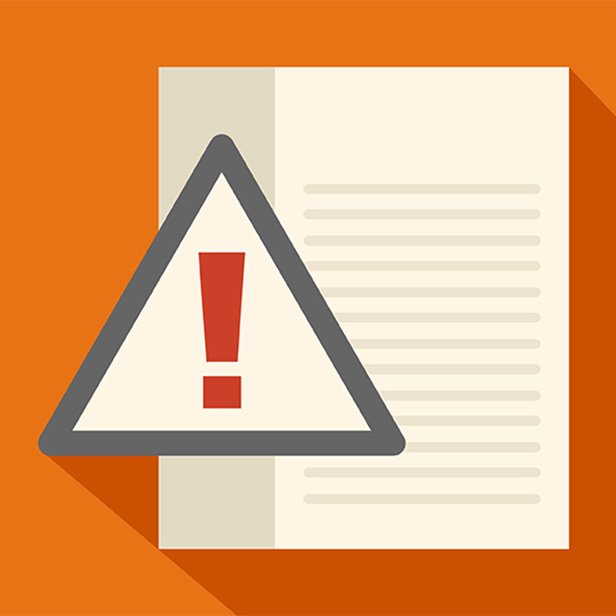 Page with warning sign